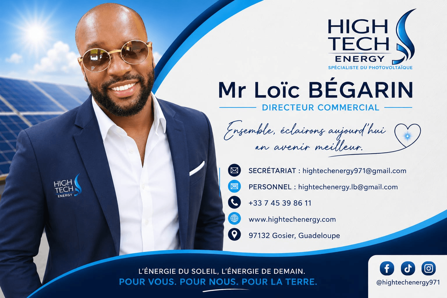 Carte de visite de Loïc Bégarin, Directeur commercial High Tech Energy